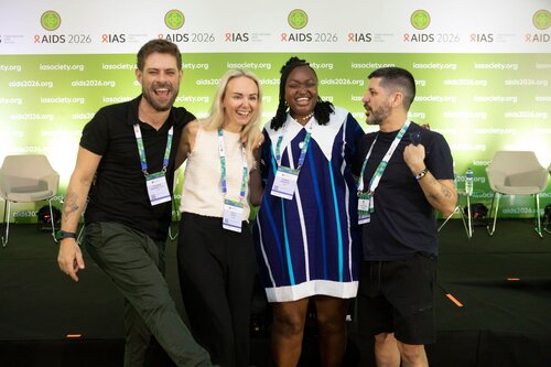 AIDS 2026, the 26th IAS Conference on HIV and AIDS. Rio de Janeiro, Brazil..
Sunday, 26 July 2026  
PCO104.
HIV prevention science & access.
HIV Embassators
Alexandre Putti, Yuliia Golub, Doreen Moracha, João Netto. (lesft to right) 
©Felipe Varanda/ IAS
.
