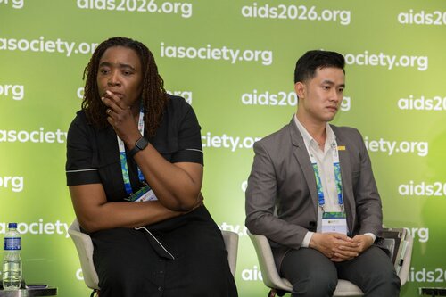 AIDS 2026, the 26th IAS Conference on HIV and AIDS. Rio de Janeiro, Brazil.
Sunday, 26 July 2026.

[PC0105]. HIV prevention science & access.
In the photo: Angela Tembo, Tin Lu.

©️ Andréa Testoni / IAS