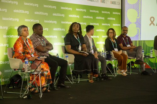 AIDS 2026, the 26th IAS Conference on HIV and AIDS. Rio de Janeiro, Brazil.
Sunday, 26 July 2026.

[PC0105]. HIV prevention science & access.
In the photo: Hasina Subedar, Friday Saidi, Angela Tembo, Tin Lu, Ines Dourado, Adriano Queiroz da Silva.

©️ Andréa Testoni / IAS