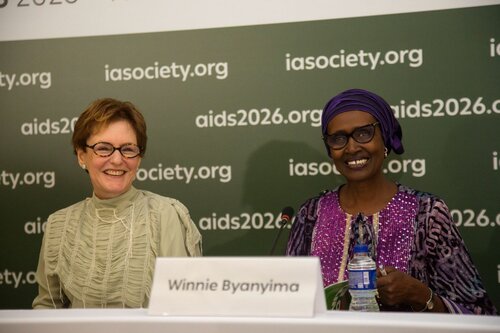 AIDS 2026, the 26th International AIDS Conference. Rio de Janeiro, Brazil.
Monday, 27 July 2026

PRESS01. Opening press conference
In the photo: Beatriz Grisntejn, Winnie Byanyima

©️ Andréa Testoni / IAS