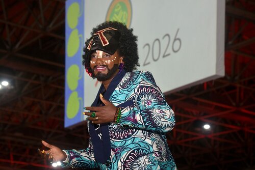 AIDS 2026, the 26th International AIDS Conference. Rio de Janeiro, Brazil.
Monday, 27 July 2026.

GVMS31. Global Village Opening Moment.
In the photo: Eric the Dragking.

© Márcia Moreira / IAS