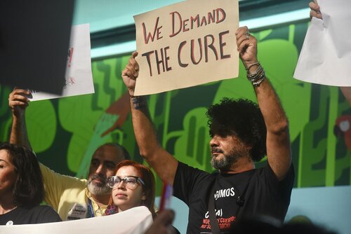 AIDS 2026, the 26th Internacional AIDS Conference. Rio de Janeiro, Brazil.
Monday, 27 July 2026.

OP01. Opening Session.
In the photos: Protest.

© Márcia Moreira / IAS.