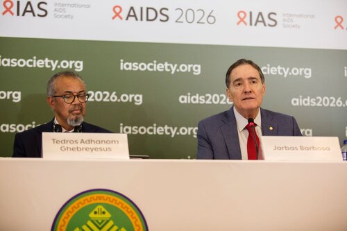 AIDS 2026, the 26th International AIDS Conference. Rio de Janeiro, Brazil.
Monday, 27 July 2026

ME. Media Briefing
In the photo:  Tedros Adhanom Ghebreyesus, Jarbas Barbosa.

©️ Andréa Testoni / IAS
