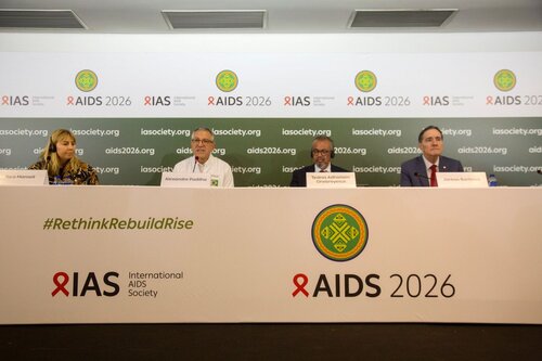 AIDS 2026, the 26th International AIDS Conference. Rio de Janeiro, Brazil.
Monday, 27 July 2026

ME. Media Briefing
In the photo: Tara Mansel, Alexandre Padilha, Tedros Adhanom Ghebreyesus, Jarbas Barbosa.

©️ Andréa Testoni / IAS