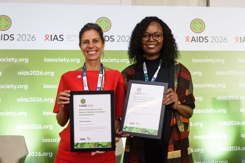 AIDS 2026, the 26th International AIDS Conference. Rio de Janeiro, Brazil.
Tuesday, 27 July 2026.

SY01. Prize for Excellence in HIV Research Related to Children and Adolescents.
In the photo: Caterina Casalini, Mercia Elisa Sitoe Matsinhe. 

©️ Rogério von Krüger / IAS