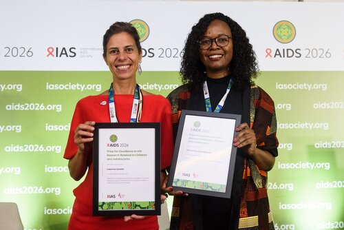 AIDS 2026, the 26th International AIDS Conference. Rio de Janeiro, Brazil.
Tuesday, 27 July 2026.

SY01. Prize for Excellence in HIV Research Related to Children and Adolescents.
In the photo: Caterina Casalini, Mercia Elisa Sitoe Matsinhe. 

©️ Rogério von Krüger / IAS