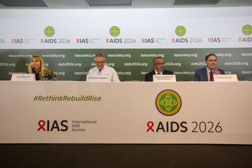 AIDS 2026, the 26th International AIDS Conference. Rio de Janeiro, Brazil.
Monday, 27 July 2026

ME. Media Briefing
In the photo: Tara Mansell, Alexandre Padilha, Tedros Adhanom Ghebreyesus, Jarbas Barbosa.

©️ Andréa Testoni / IAS