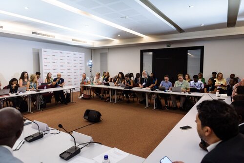 AIDS 2026, the 26th International AIDS Conference. Rio de Janeiro, Brazil.                            Wednesday, 29 July 2026.

MR02. Media roundtable – Africa’s HIV response after PEPFAR: The impact of funding cuts and what comes next.
In the photo: Media in attendance.

©️ Rogério von Krüger / IAS