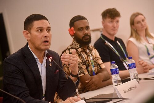 AIDS 2026, the 26th International AIDS Conference. Rio de Janeiro, Brazil.
Wednesday, 29 July 2026.

MR03. Media roundtable – Fiji: Responding to the fastest-growing epidemic in the world.
In the photos: The table.

© Márcia Moreira / IAS.