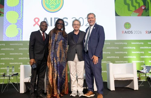 AIDS 2026, the 26th International AIDS Conference. Rio de Janeiro, Brazil.
Tuesday, 28 July 2026.

PL01. Rethink. Rebuild. Rise.
In the photo:Lloyd B. Mulenga, Zambia Ministry of Health.; Wame Jallow, Shuga Global; Michel Nussenzweig, Rockefeller University, Chris Beyrer, Duke University, United States.

©️ Felipe Varanda / IAS