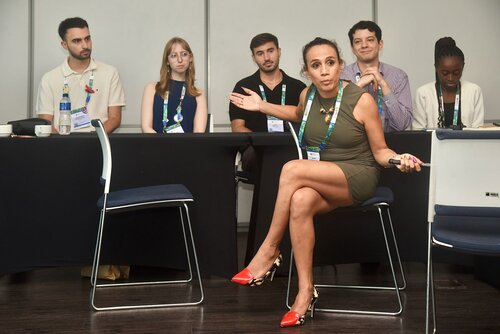 AIDS 2026, the 26th International AIDS Conference. Rio de Janeiro, Brazil.
Tuesday, 28 July 2026.

YLQA. Young leaders Q&A with AIDS 2026 speakers.
In the photos: Young leaders and speakers interacting.

© Márcia Moreira / IAS.