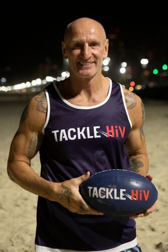 AIDS 2026, the 26th International AIDS Conference. Rio de Janeiro, Brazil.
Wednesday, 29 July 2026.

THGT. Tackle HIV rugby with Gareth Thomas on Ipanema beach.

© Felipe Varanda / IAS