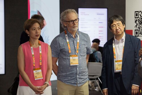 AIDS 2026, the 26th International AIDS Conference. Rio de Janeiro, Brazil.
Wednesday, 29 July 2026

MGAP. Gathering for IAS membersfrom Asia and the Pacific Islands.
In the photo: Nittaya Phanuphak, Andrew Grulich, Tetsuro Matano, Ishwar Gilada.

©️ Andréa Testoni / IAS