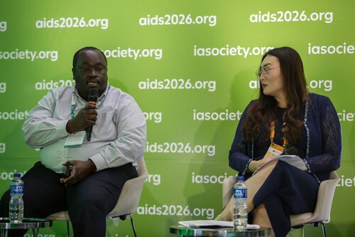 AIDS 2026, the 26th International AIDS Conference. Rio de Janeiro, Brazil.
Wednesday, 29 July 2026

SY18. Safeguarding space and services for key populations in the face of shrinking resources.
In the photo:  Jonah Onentiah, Alegra Wolter.

©️ Andréa Testoni / IAS