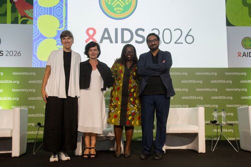 AIDS 2026, the 26th International AIDS Conference. Rio de Janeiro, Brazil.
Thursday, 30 July 2026

PL03. Breaking down silos.
In the photo: Paula Mendes Luz, Carmen Pérez Casas,  Immaculate Owomugisha Bazare, Sanjay Pujari.

©️ Andréa Testoni / IAS