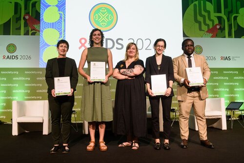 AIDS 2026, the 26th International AIDS Conference. Rio de Janeiro, Brazil.
Friday, 31 July 2026.

PL04. New realities, new responses.
In the photo: Sinead Delany-Moretlwe, Elise Lankiewicz, Marlène Bras, Alana Sharp, Sanele Ngcobo.

©️ Rogério von Krüger / IAS
