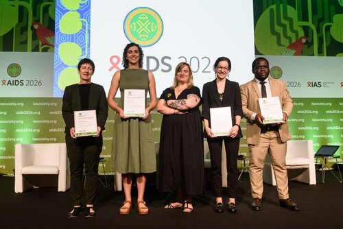 AIDS 2026, the 26th International AIDS Conference. Rio de Janeiro, Brazil.
Friday, 31 July 2026.

PL04. New realities, new responses.
In the photo: Sinead Delany-Moretlwe, Elise Lankiewicz, Marlène Bras, Alana Sharp, Sanele Ngcobo.

©️ Rogério von Krüger / IAS