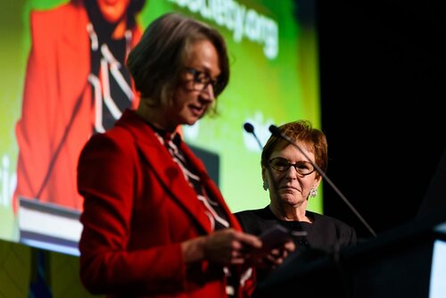 AIDS 2026, the 26th International AIDS Conference. Rio de Janeiro, Brazil.
Friday, 31 July 2026.

CL01. Closing session.
In the photo: Birgit Poniatowski, Beatriz Grinsztejn.

©️ Rogério von Krüger / IAS