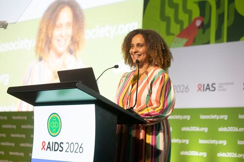AIDS 2026, the 26th International AIDS Conference. Rio de Janeiro, Brazil.
Friday, 31 July 2026.

PL05. Rapporteur report-back session.
In the photo:Susan Cole, Phoenix Health Movement, United Kingdom.