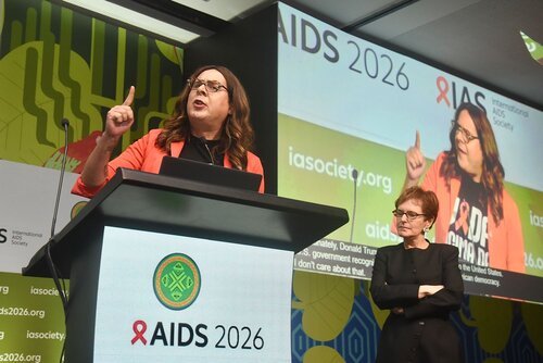 AIDS 2026, the 26th International AIDS Conference. Rio de Janeiro, Brazil.

CL01. Closing session.
In the photo: Duda Salabert Rosa and Beatriz Grinsztejn.

© Márcia Moreira / IAS.