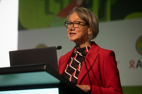 AIDS 2026, the 26th International AIDS Conference. Rio de Janeiro, Brazil.
Friday, 31 July 2026.

PL05. Rapporteur report-back session.
In the photo:Birgit Poniatowski, IAS – the International AIDS Society, Switzerland.
