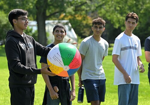 International students in the Odyssey pre-orientation program participate in icebreaking activities for Welcome Weekend Friday, August 24, 2026 on Tempel Green. (Connecticut College photos by Sean D. Elliot)