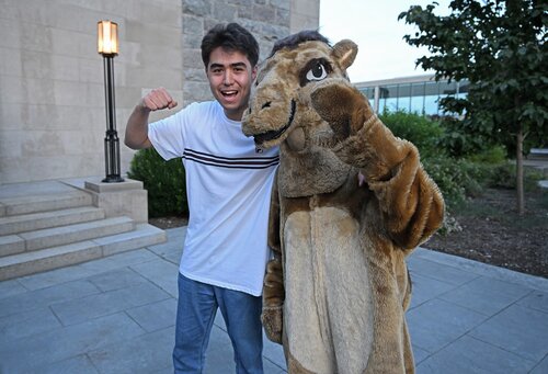 Members of the Class of 2030 gather for the New Camel Walk Wednesday, August 26, 2026 from the Crozier-Williams patio to the Athey Center for Performance and Research at Palmer Auditorium. (Connecticut College photos by Sean D. Elliot)