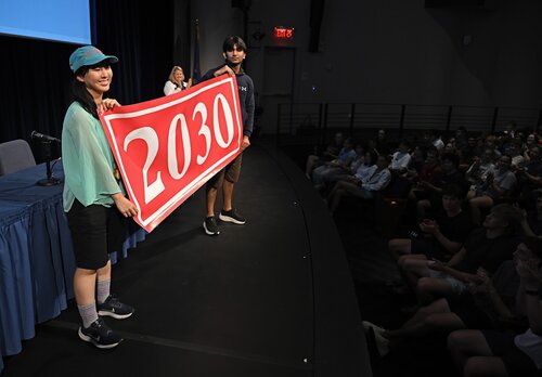 Members of the Class of 2030 gather for Camel Moments Wednesday, August 26, 2026 at the Athey Center for Performance and Research at Palmer Auditorium. (Connecticut College photos by Sean D. Elliot)