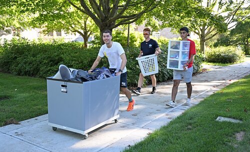 Members of the Class of 2030 move-in to their residence halls Wednesday, August 26, 2026. (Connecticut College photos by Sean D. Elliot)