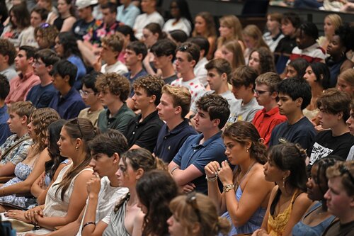 Members of the Class of 2030 mark the start of the academic year with the 112th Convocation Monday, August 31, 2026 at The Athey Center for Performance and Research at Palmer Auditorium. President Andrea Chapdelaine called together the College community and officially proclaimed the opening of the academic year. Julia Flagg, Associate Professor of Sociology and Environmental Studies, and winner of the 2026 John S. King Faculty Award for Excellence in Teaching, delivered the keynote address. (Connecticut College photos by Sean D. Elliot)