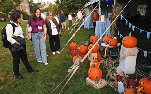 Fall Weekend, Summer Science Research posters, Shain Library Research Prize, Pumpkin carving, Ultimate Frisbee Family Fun Friday, Food Trucks, Lawn Games Friday, October 9, 2026. (Connecticut College photos by Sean D. Elliot)