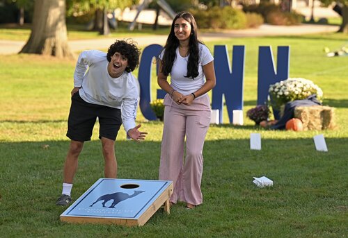 Fall Weekend, Summer Science Research posters, Shain Library Research Prize, Pumpkin carving, Ultimate Frisbee Family Fun Friday, Food Trucks, Lawn Games Friday, October 9, 2026. (Connecticut College photos by Sean D. Elliot)
