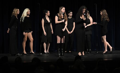 All seven college a cappella groups; Miss Connduct, Williams Street Mix, Shwiffs, Vox Cameli, Conn Chords, Conn Artists, and Co Co Beaux, perform at the Fall Weekend A Cappella Concert Saturday, October 10, 2026 in Palmer Auditorium. (Connecticut College photos by Sean D. Elliot)